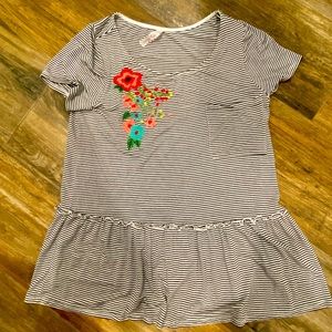 Embroidered peplum top